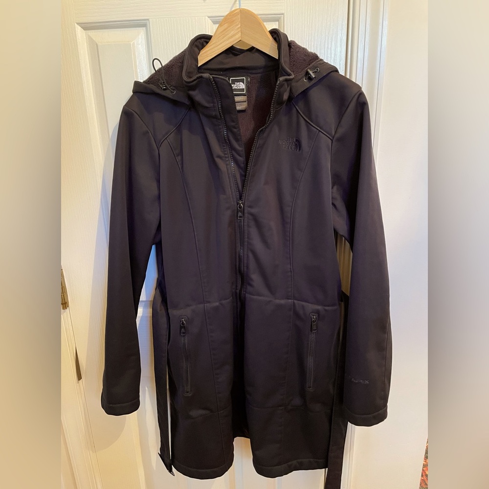 The North Face Belted Ayus Tech Rain Jacket - Belted Trench Coat Hood Waterproof